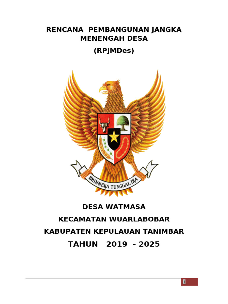 RPJMDes Desa Watmasa 2019-2025 | PDF