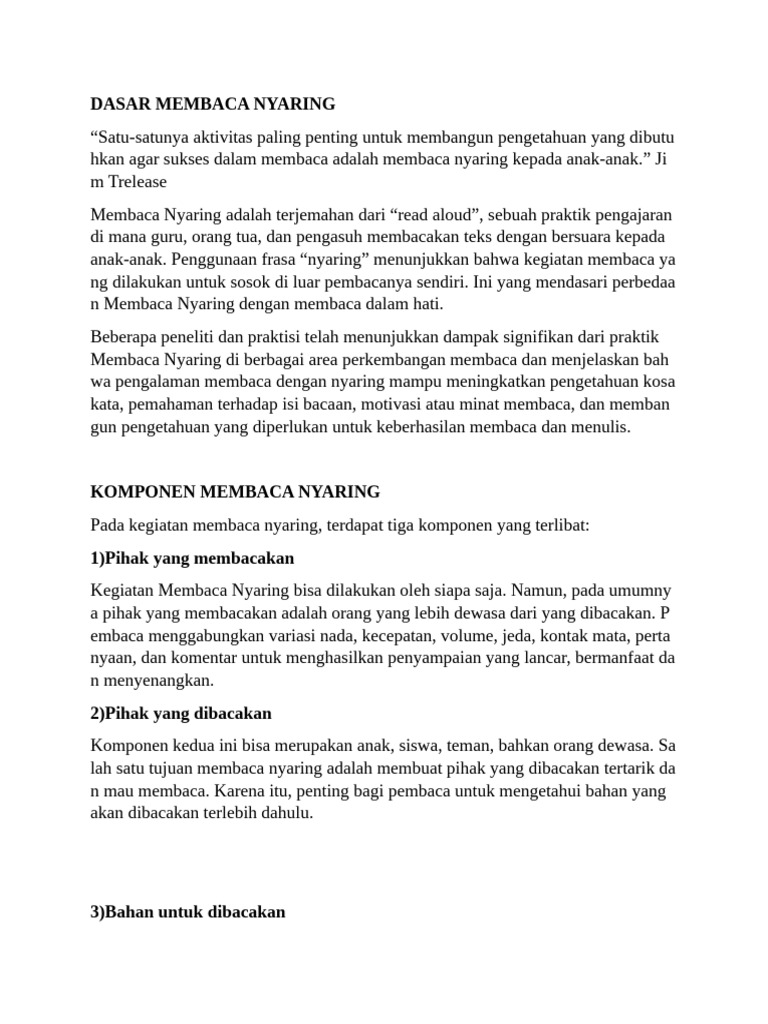 Pentingnya Membaca Nyaring untuk Anak | PDF