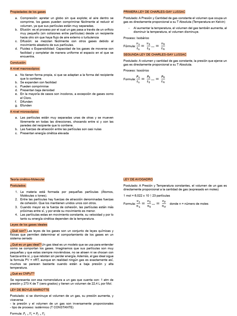Propiedades de Los Gases | PDF | Gases | Mole (Unidad)