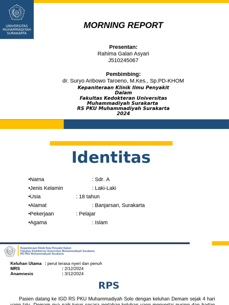 Morning Report - Dr. Suryo, SP - PD - 