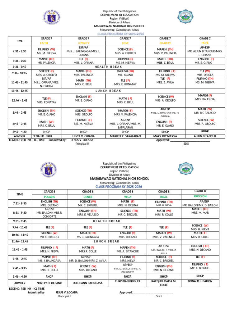 Class Program 2025 2026 2 Pdf Philippines