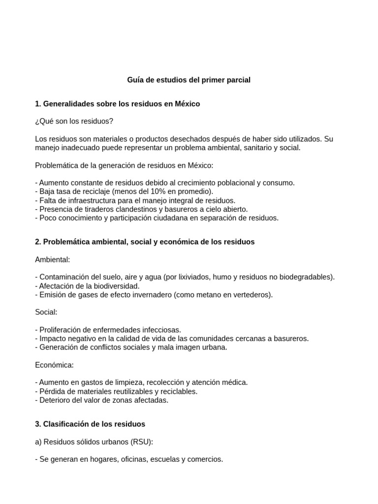 Residuos en México: Problemas y Soluciones | PDF | Residuos | Vertedero