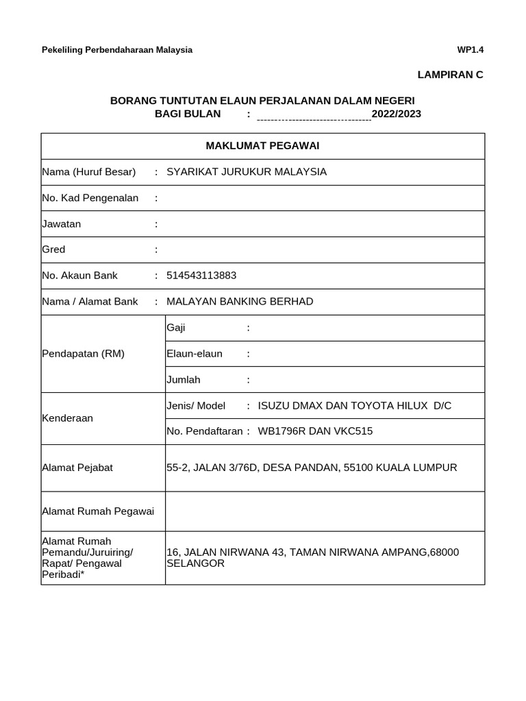 Format TNT Tahun 2022 - 2023 - SG Batu Pahat | PDF