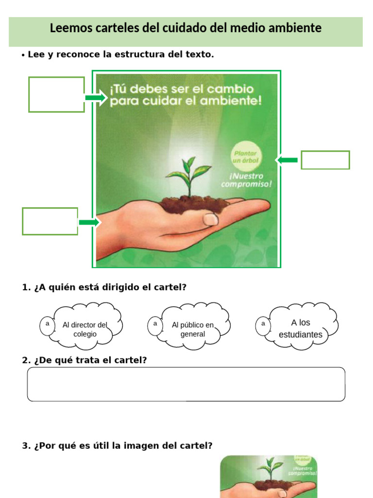 D1 A1 FICHA COM. Leemos Carteles Del Cuidado Del Medio Ambiente | PDF