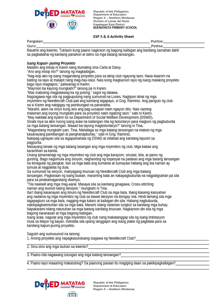 Activity Sheets | PDF