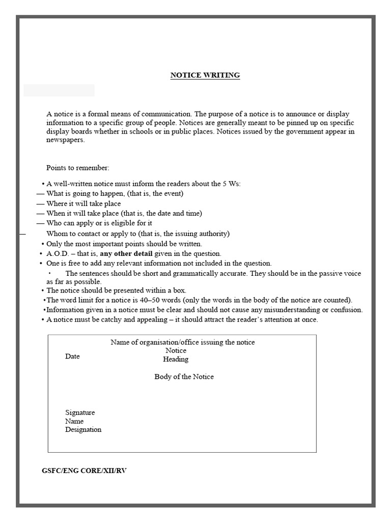 Notice Writing and Letter Format Guide | PDF | Poetry