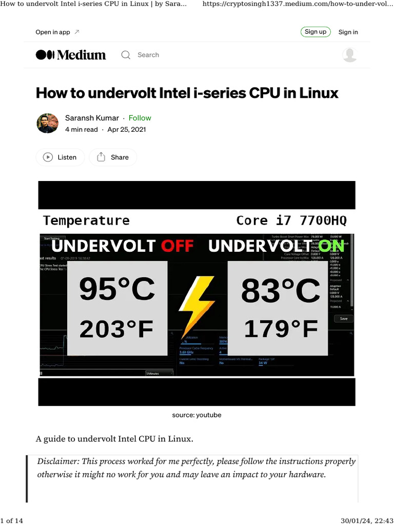 How To Undervolt Intel I-Series CPU in Linux by Saransh Kumar Apr, 2021 ...
