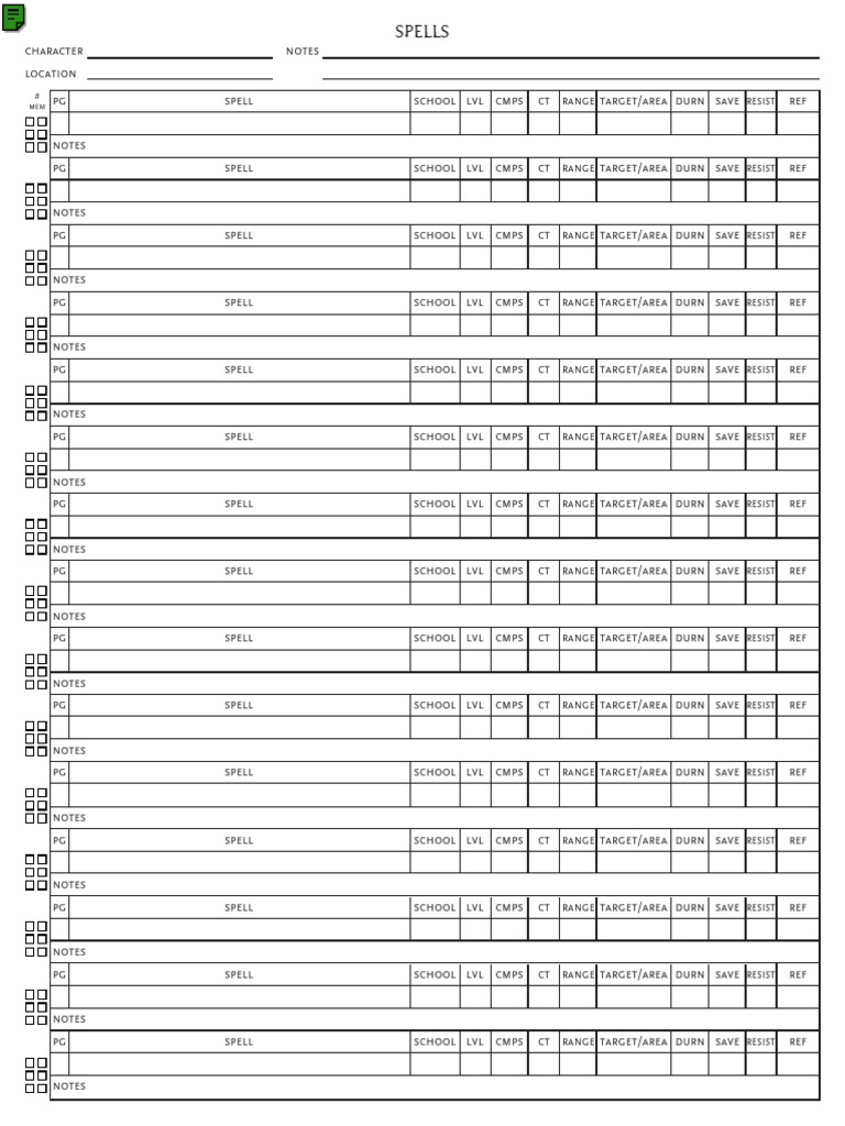 Comprehensive Spell Reference Guide | PDF