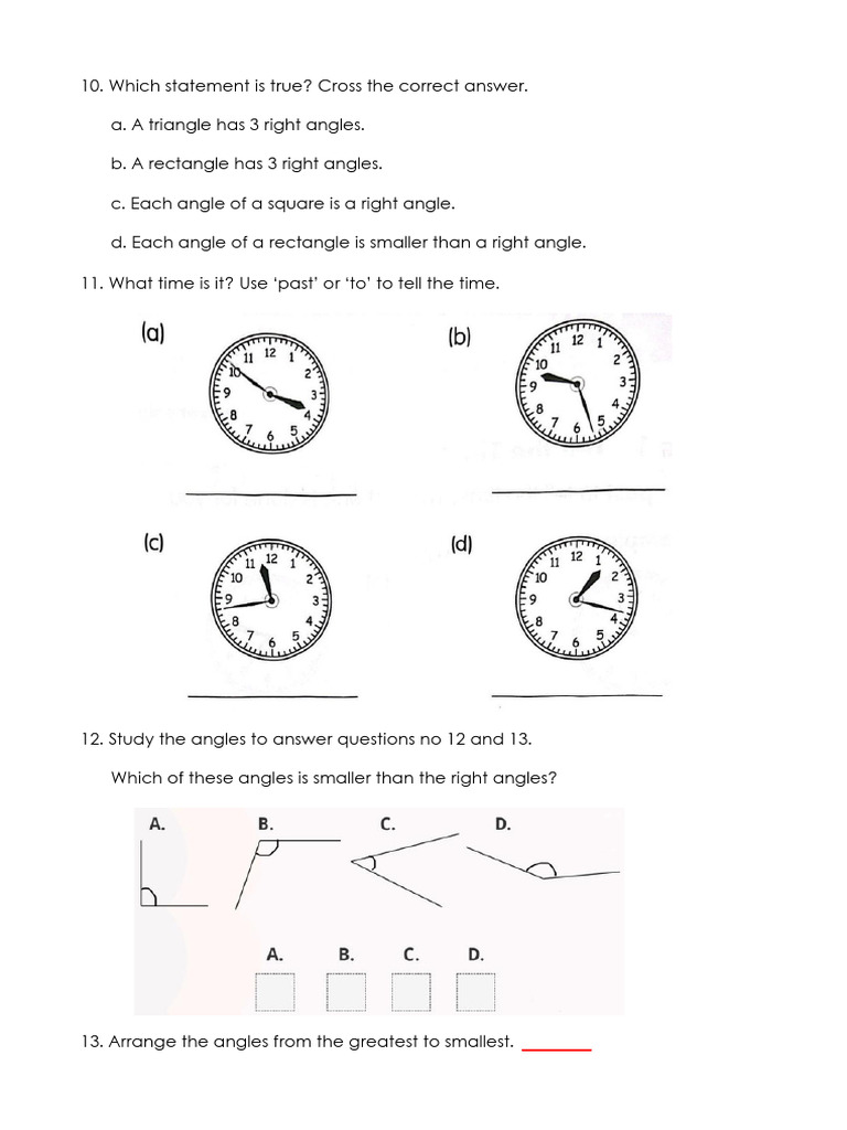 MATH REVIEW Grade 3 | PDF