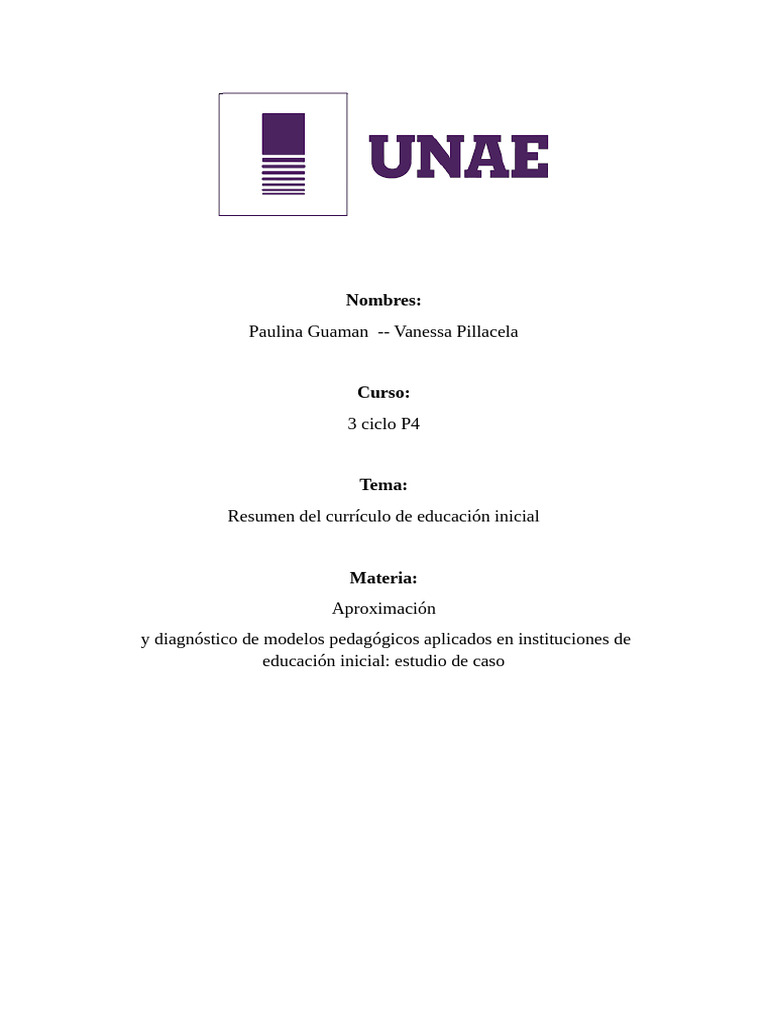 Resumen del Currículo de Educación Inicial | PDF | Aprendizaje ...
