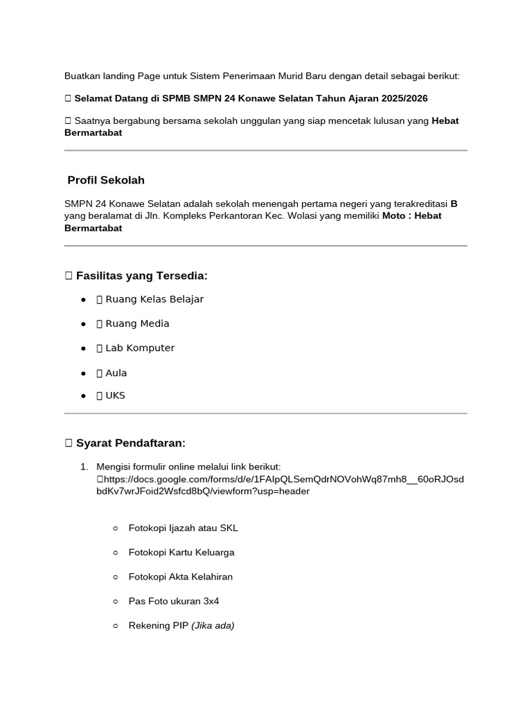 Prompt Landing Page SPMB | PDF