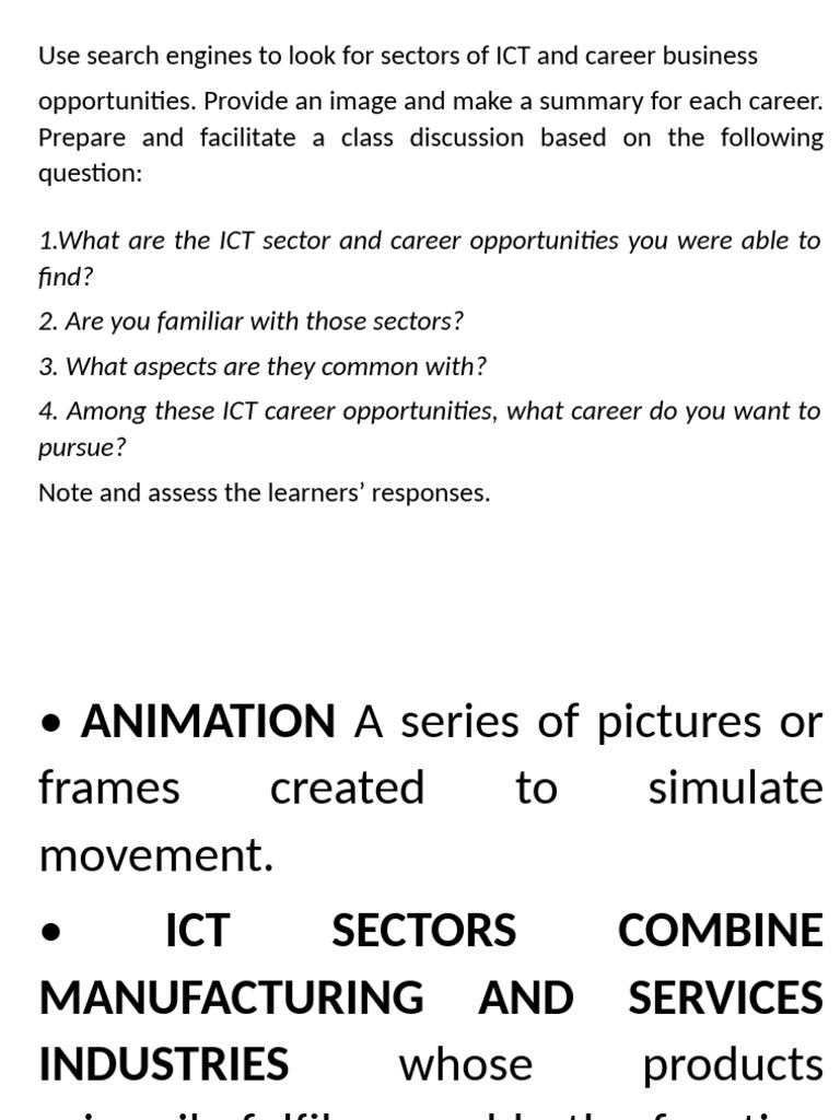 Use search engines to look for sectors of ICT and career business | PDF ...