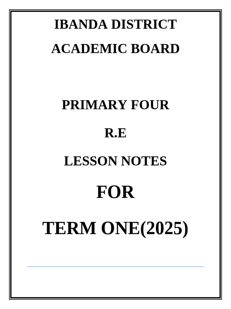P.4 R.E Lesson Notes Term 0ne 2025 | PDF | The Exodus | Saul