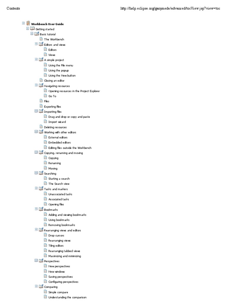 Eclipse Workbench User Guide Overview | PDF | Text File | Computer File