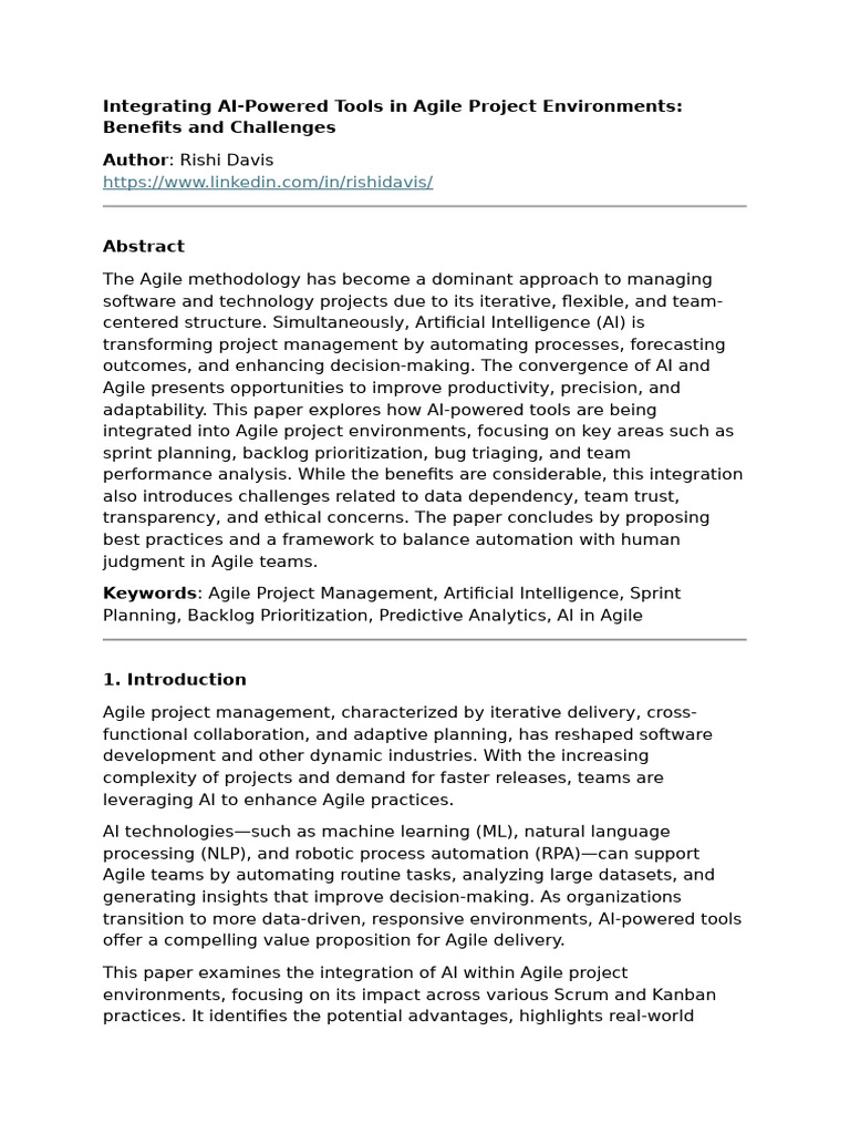 AI Integration in Agile Project Management | PDF | Agile Software ...