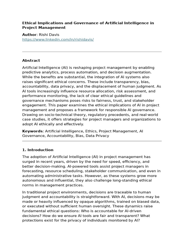 Curated visual reference: Fresh Look at Ethical AI Governance In Project Management Pdf