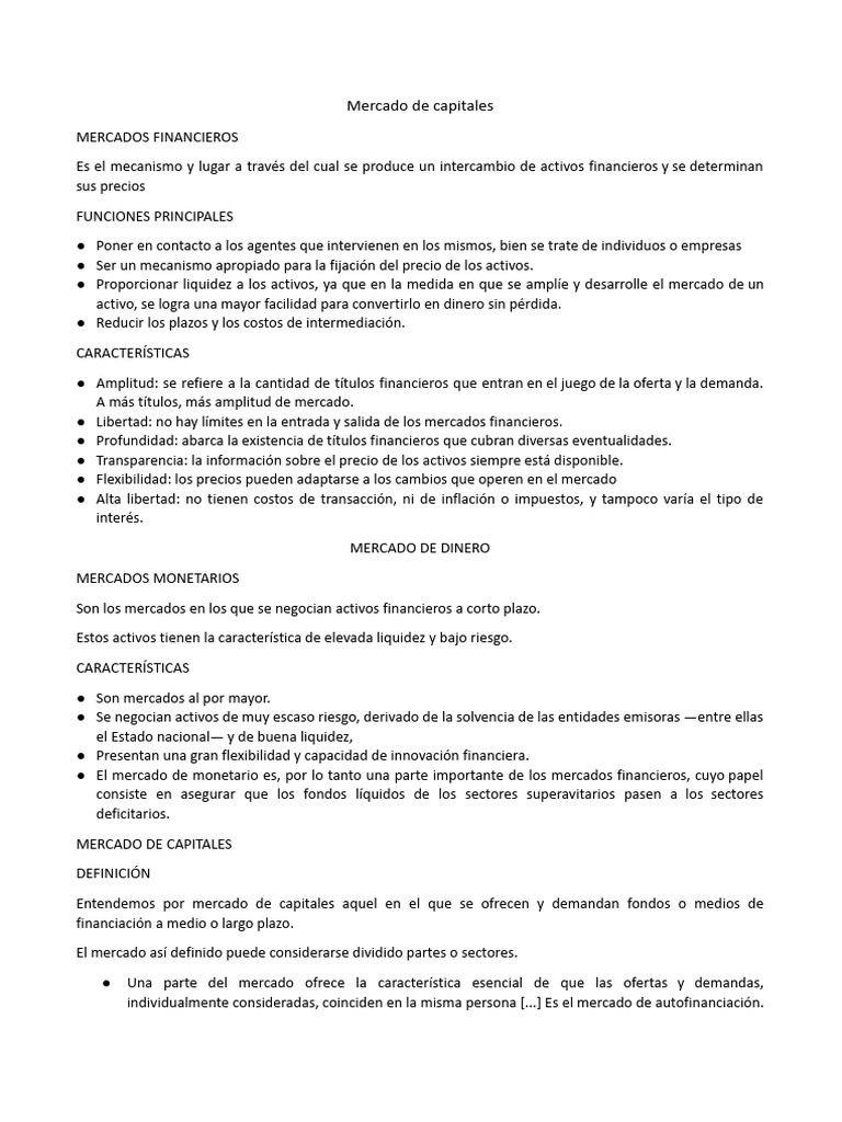 Guía Completa del Mercado de Capitales | PDF | Bolsa | Mercado (economía)