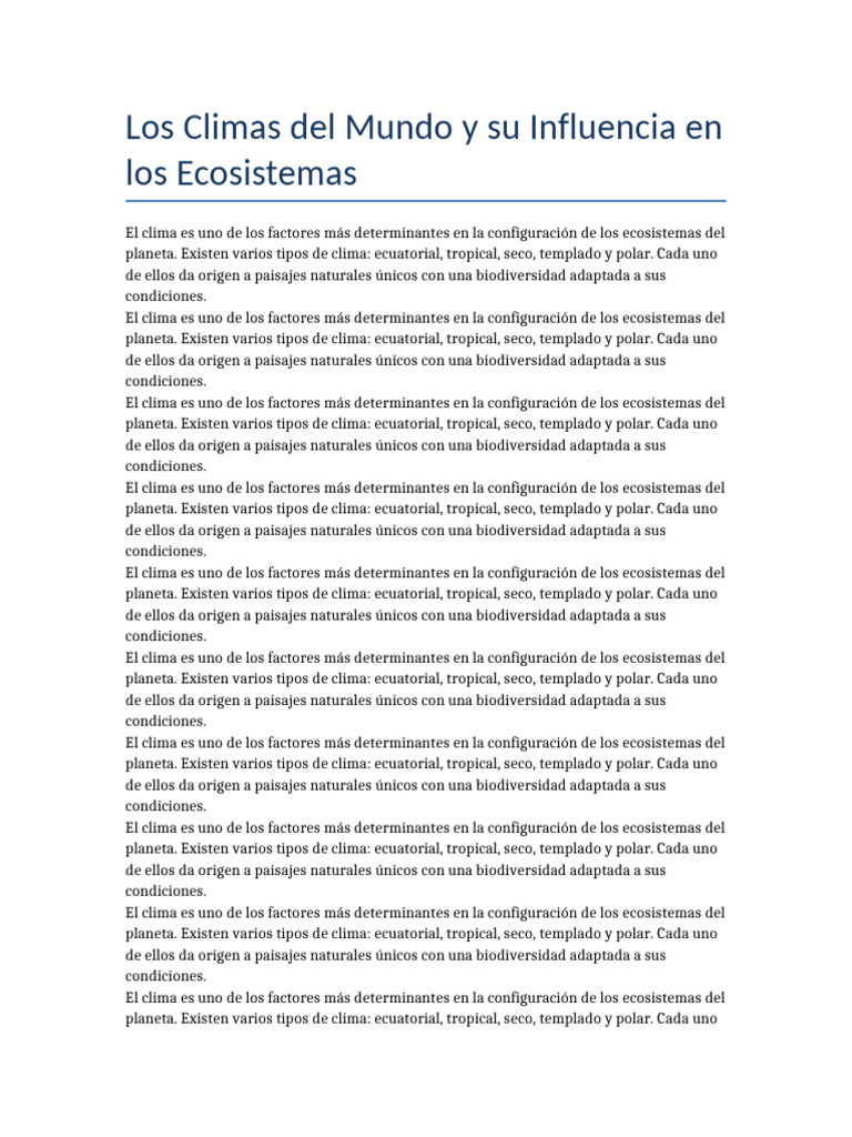 Climas del Mundo y Ecosistemas | PDF | Clima templado | Zona tropical