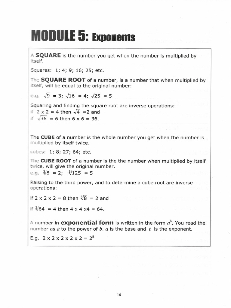 GR 8 - Exponents | PDF