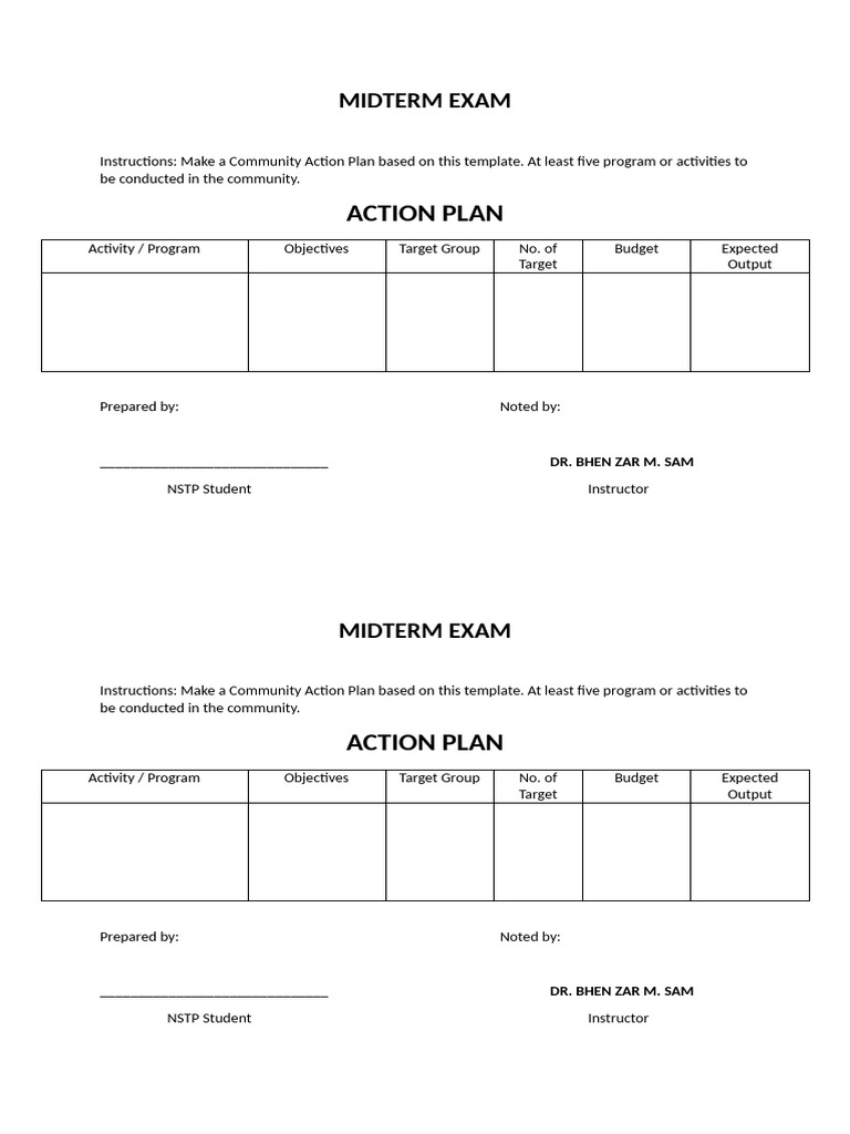 Community Action Plan Template Guide | PDF