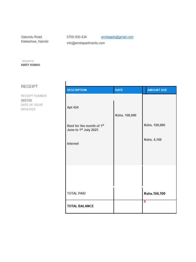 Mary April Receipt | PDF