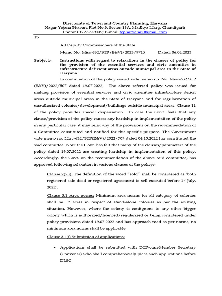 Policy Relaxations for Haryana Infrastructure | PDF | Government
