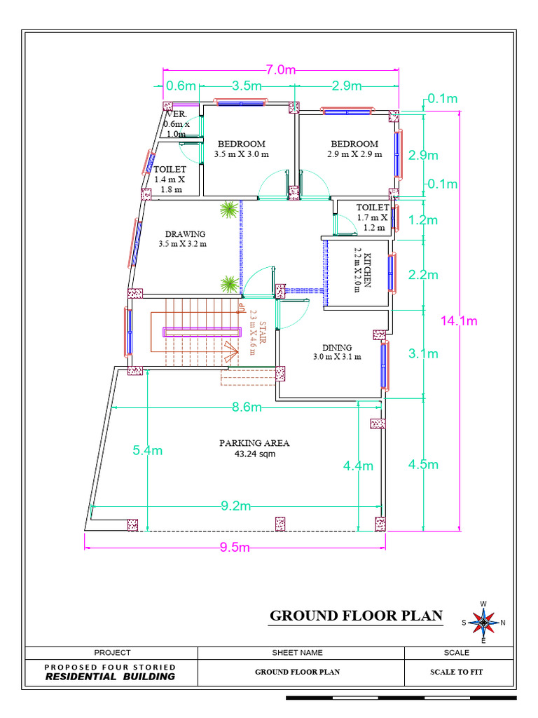 Ground Floor Plan for Residential Building | PDF | Buildings And ...