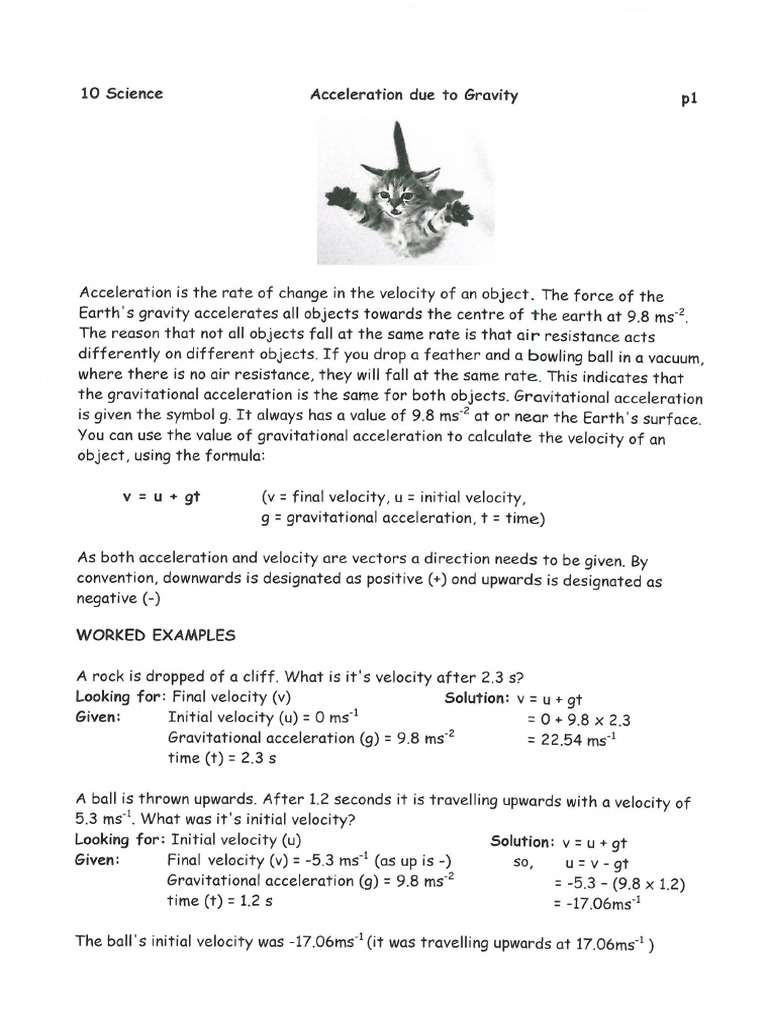 Acceleration Due To Gravity (Ans) | PDF