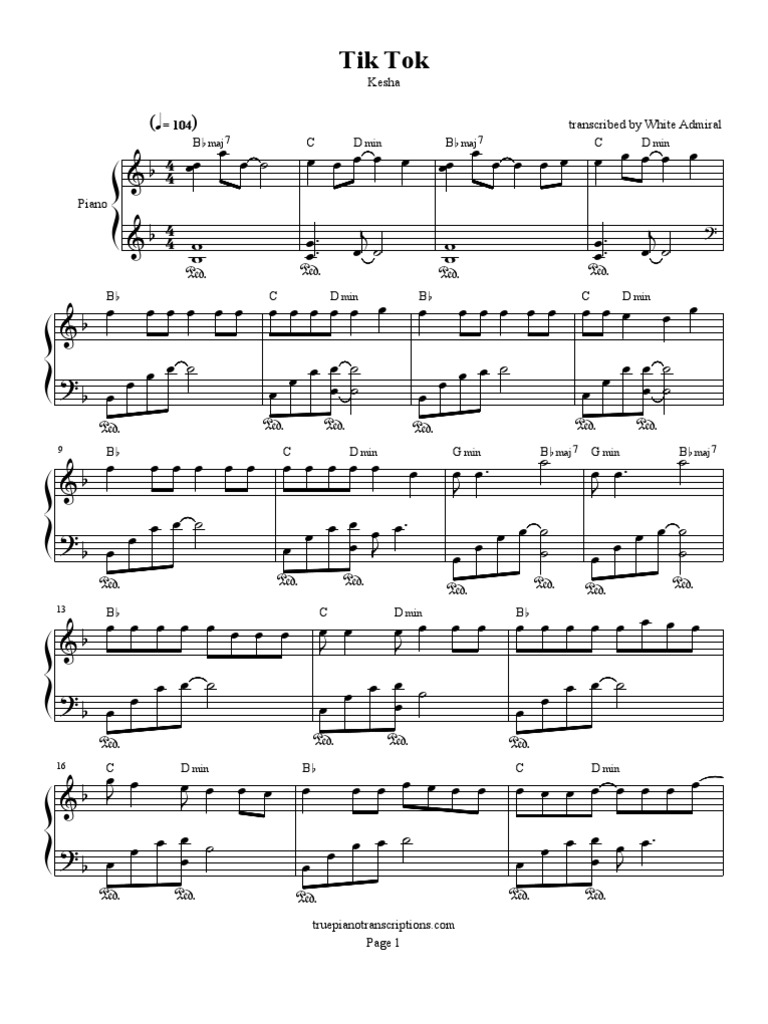 74766355 7757310 Tik Tok Kesha Piano Sheet Music Leisure