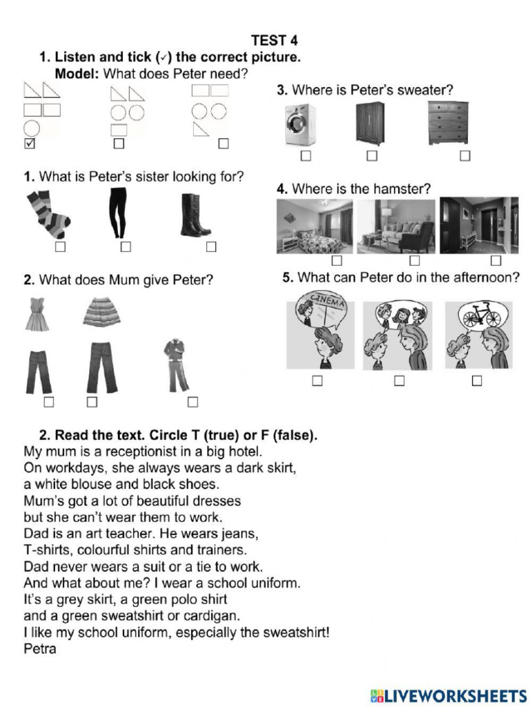 HELLO - English - TEST 4 - Grade4 | PDF