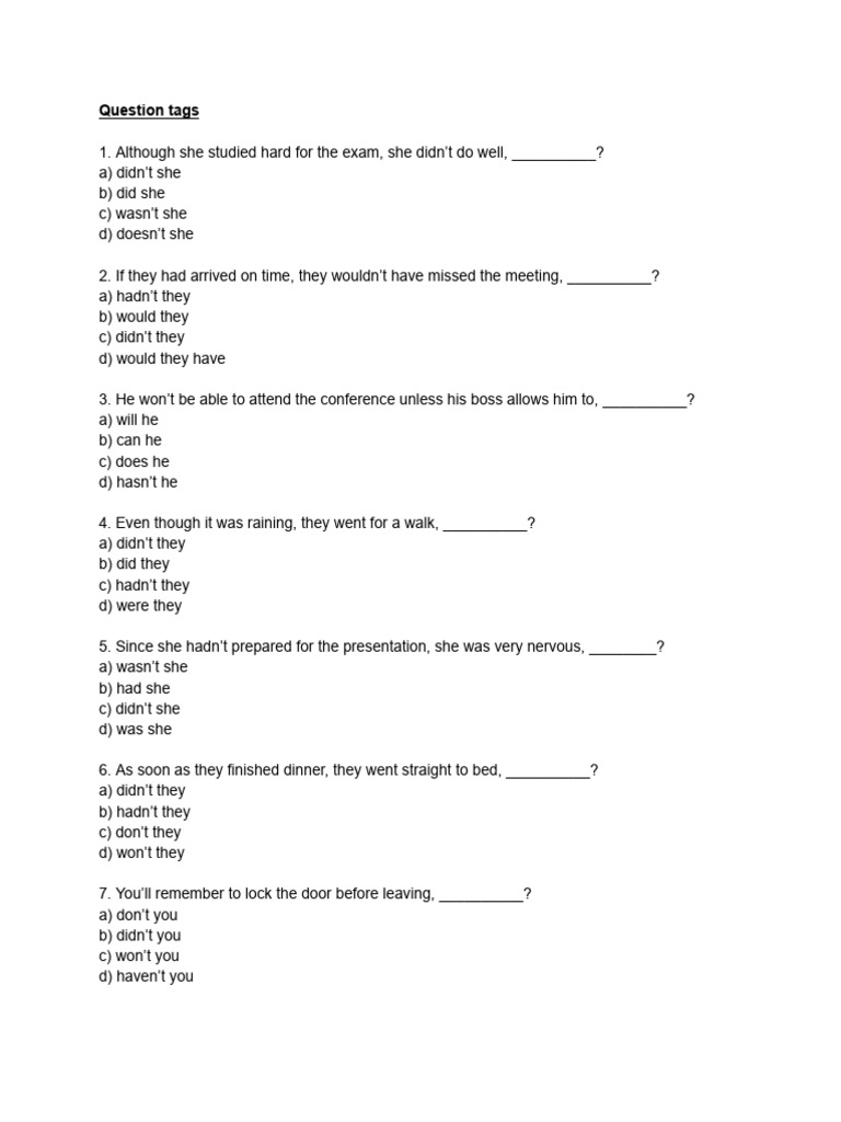 Mastering Question Tags and Indirect Questions | PDF