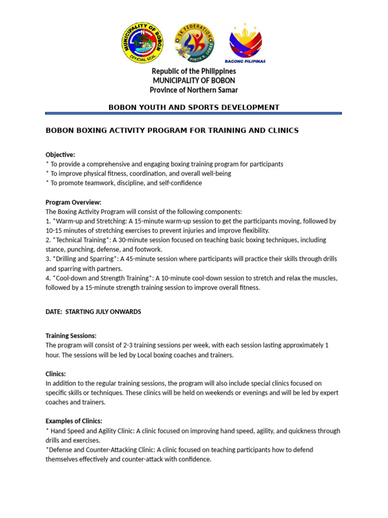 Bobon Youth Boxing Training Program | PDF | Physical Fitness | Strength ...