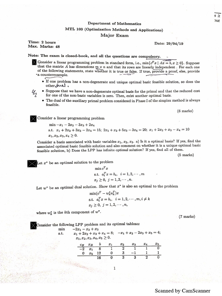 MTL103 Major 2018-19 Sem2 | PDF