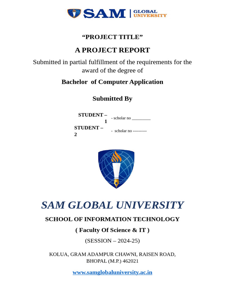 Bca Major Project Front Pages | PDF | Arduino