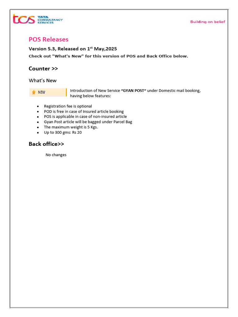 POS Release Notes V 5.3 | PDF