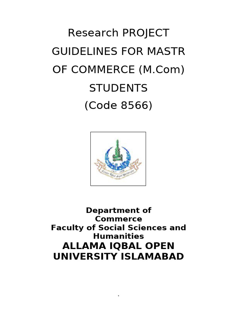 M.Com Research Project Guidelines | PDF | Apa Style | Science
