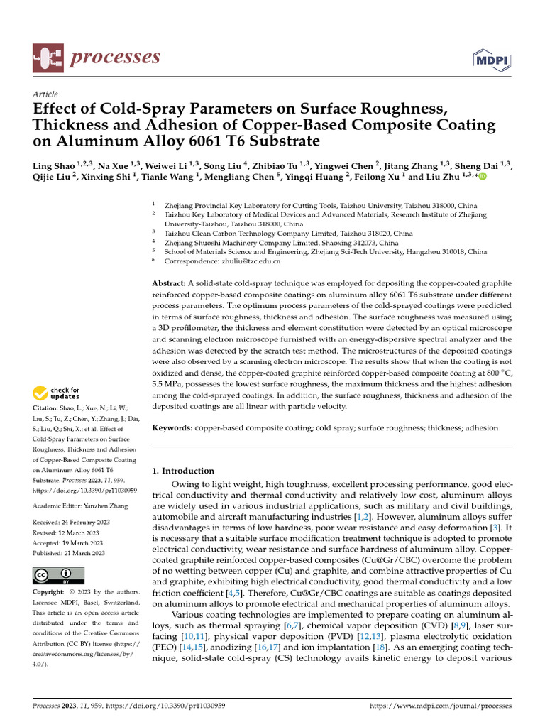 Cold-Spray Coating on Aluminum Alloy 6061 | PDF | Mechanical ...