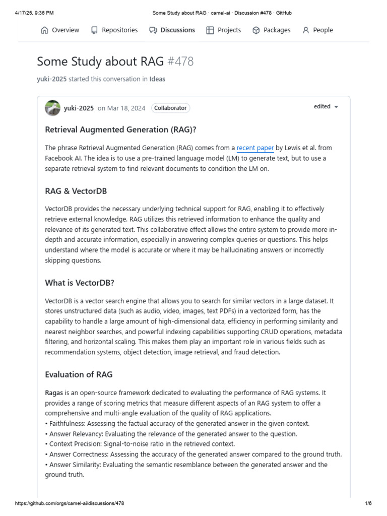 Some Study About RAG Camel-Ai Discussion #478 | PDF | Information ...