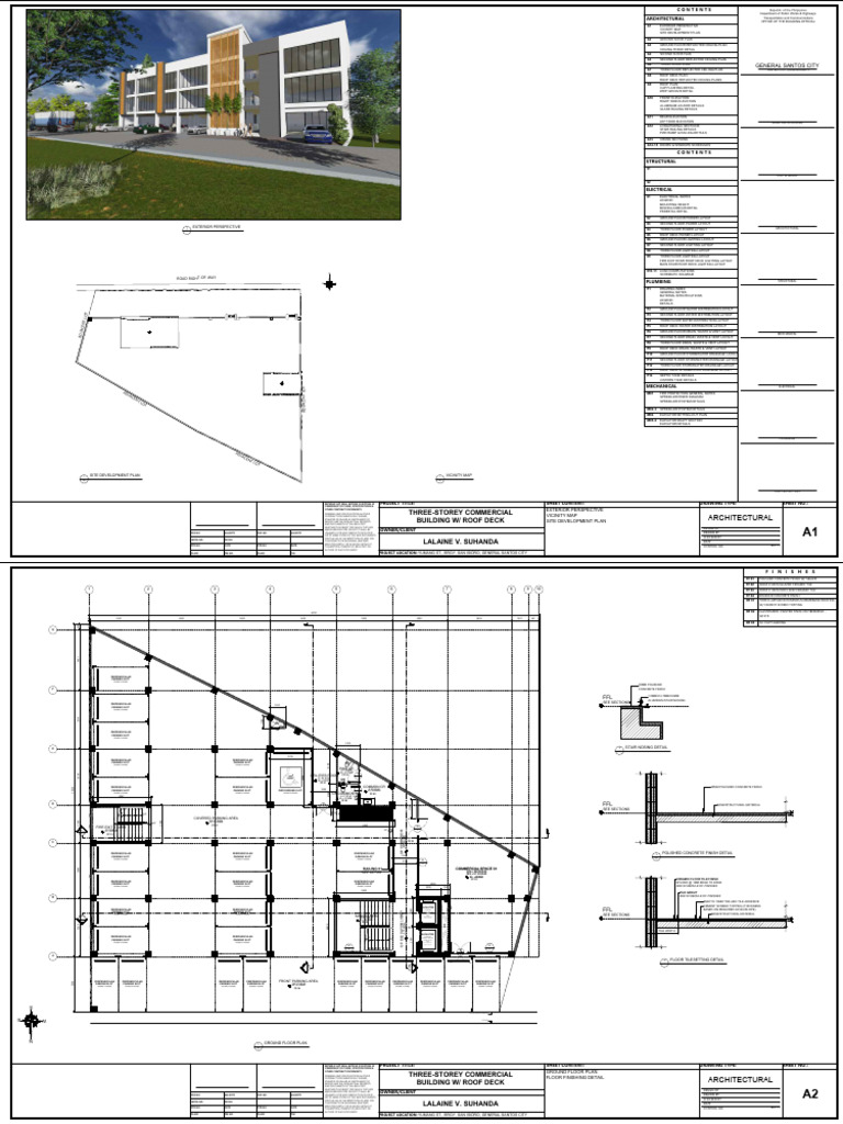 Three-Storey Commercial Building Plans | PDF | Civil Engineering