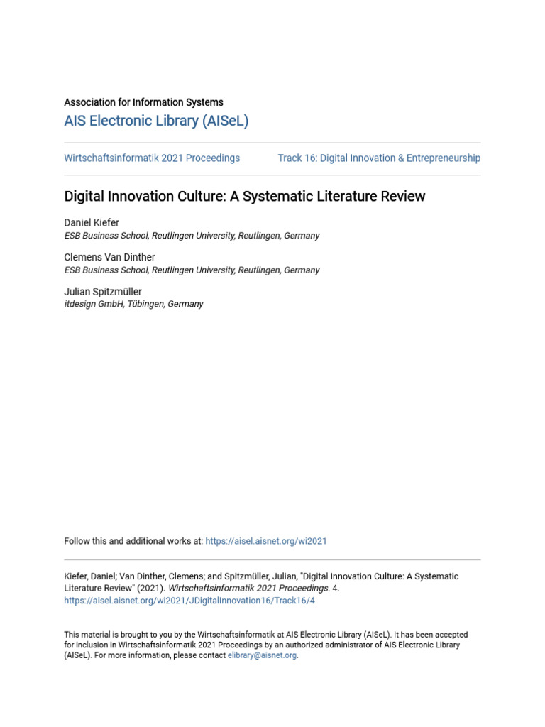 Digital Innovation Culture Review 2021 | PDF | Innovation ...