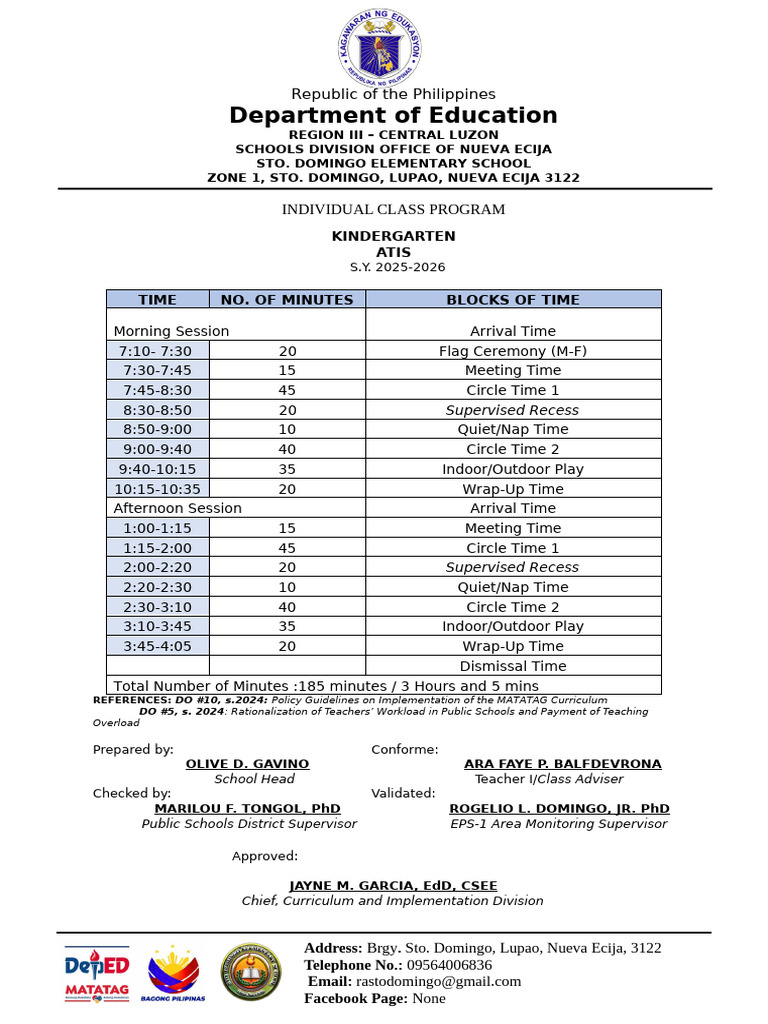 Sto. Domingo Es Elementary Class Program Final Version 2025 2026 | PDF ...