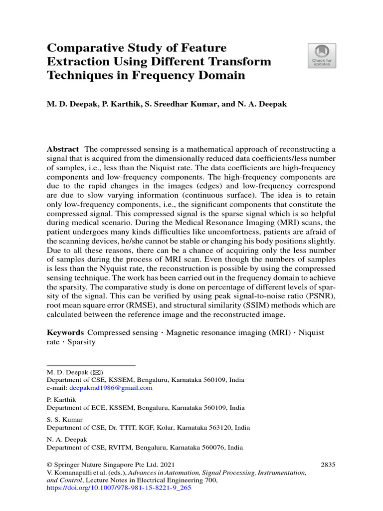 Feature Extraction in MRI via Compressed Sensing | PDF | Data ...