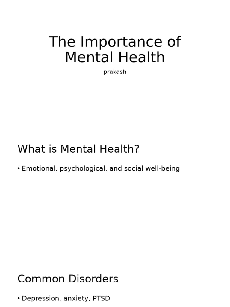 The Importance of Mental Health | PDF
