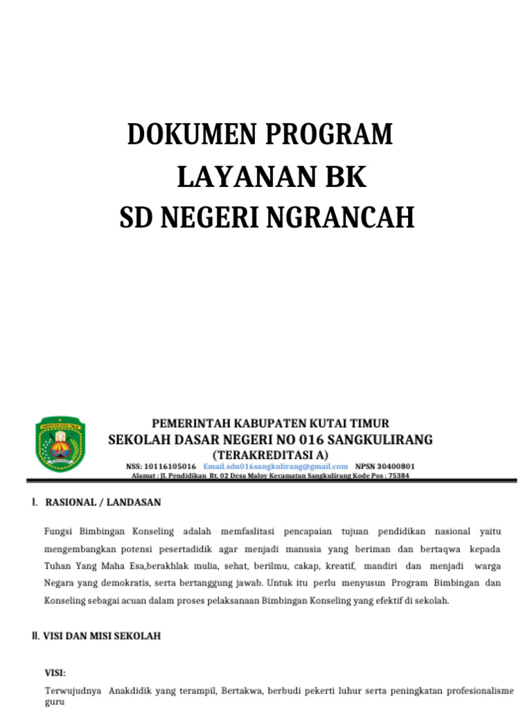Program Layanan BK SD Ngrancah | PDF