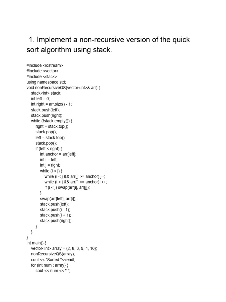 Non-Recursive Sorting and Merging Algorithms | PDF | Computer ...