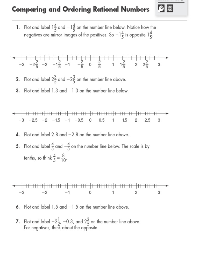 Comparing and Ordering Rational Numbers | PDF | Chess Theory | Chess