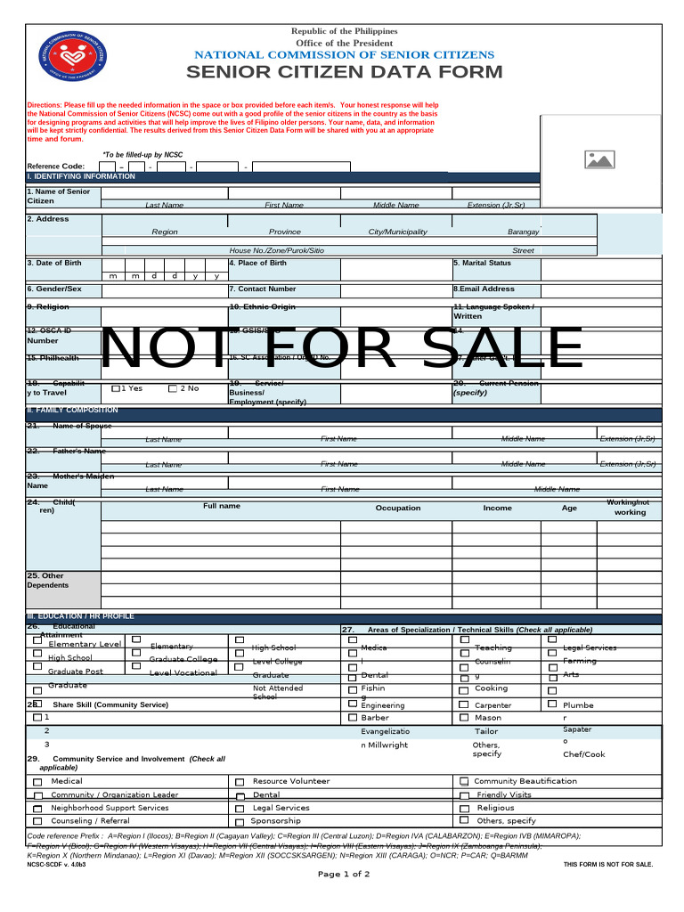 Senior Citizen Data Form289 | PDF | Chronic Condition | Diseases And ...