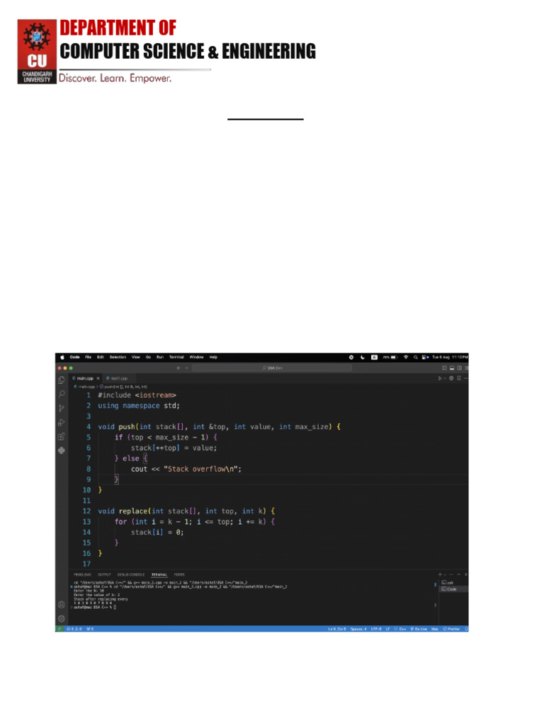 Advanced DSA Worksheet: Stack Operations | PDF