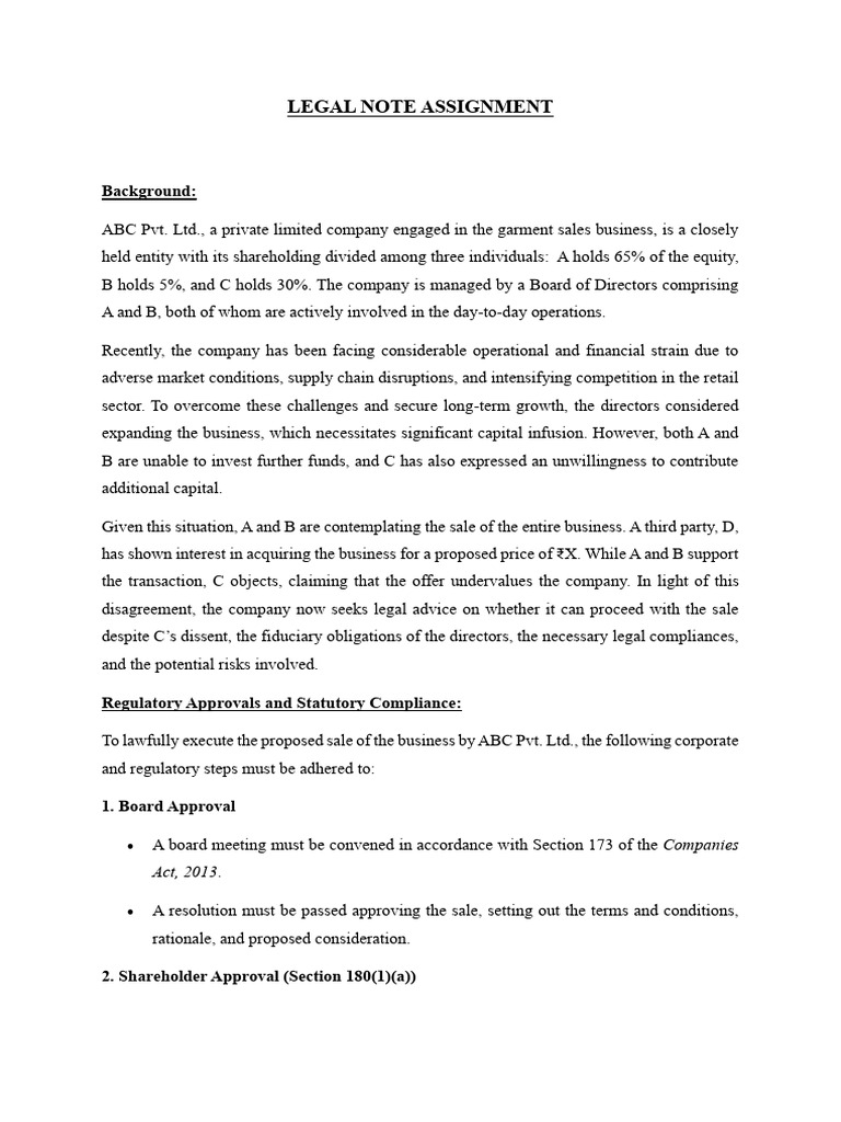 LEGAL NOTE ASSIGNMENT - Ishika Paul | PDF | Fiduciary | Articles Of ...