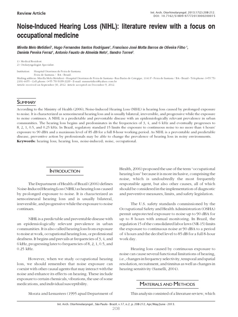 NIHL: Occupational Medicine Insights | PDF | Hearing Loss | Noise